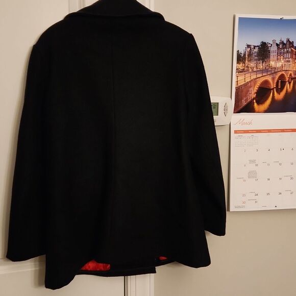 Eddie Bauer Women's Black Wool Coat w/ Anchor Buttons Size M - Picture 8 of 9